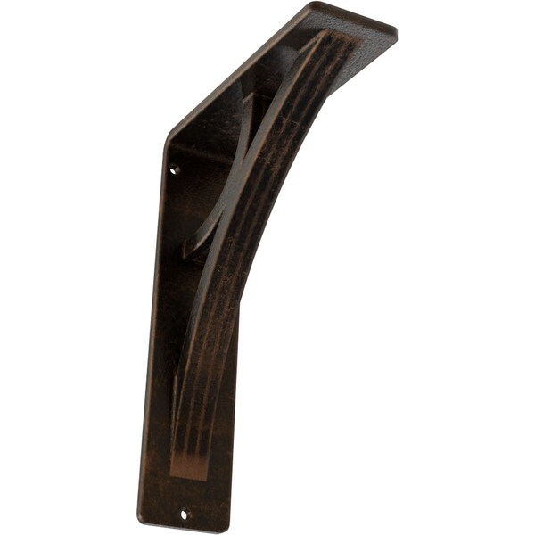 Ekena Millwork Galveston Wrought Iron Bracket, (Triple center brace), Antiqued Bronze 2"W x 5 1/2"D x 8"H BKTM02X05X08TGLABZ - main